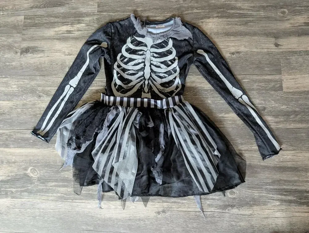 Girl’s Toddler Skeleton Pirate Halloween Costume Dress Size S